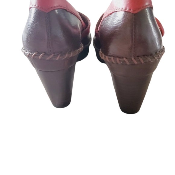 Indigo by Clarks Belladonna Brown and Red Mary Jane with Chunky Heels - Picture 3 of 9